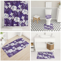 Purple Hawaiian Hibiscus Monstera Bathroom Set Grunge Stylized LT01 - Polynesian Pride