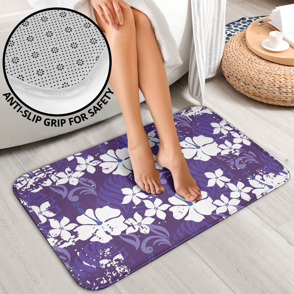 Purple Hawaiian Hibiscus Monstera Bathroom Set Grunge Stylized LT01 - Polynesian Pride