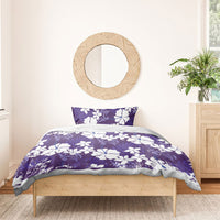 Purple Hawaiian Hibiscus Monstera Bedding Set Grunge Stylized