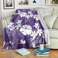 Purple Hawaiian Hibiscus Monstera Blanket Grunge Stylized LT01 Purple - Polynesian Pride