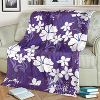 Purple Hawaiian Hibiscus Monstera Blanket Grunge Stylized LT01 - Polynesian Pride