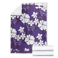 Purple Hawaiian Hibiscus Monstera Blanket Grunge Stylized LT01 - Polynesian Pride