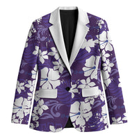 Purple Hawaiian Hibiscus Monstera Blazer Grunge Stylized