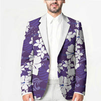 Purple Hawaiian Hibiscus Monstera Blazer Grunge Stylized