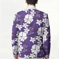 Purple Hawaiian Hibiscus Monstera Blazer Grunge Stylized