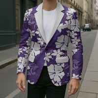 Purple Hawaiian Hibiscus Monstera Blazer Grunge Stylized