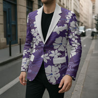 Purple Hawaiian Hibiscus Monstera Blazer Grunge Stylized