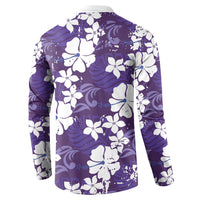 Purple Hawaiian Hibiscus Monstera Button Sweatshirt Grunge Stylized