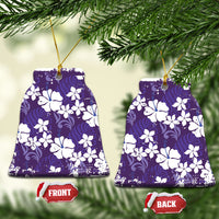 Purple Hawaiian Hibiscus Monstera Ceramic Ornament Grunge Stylized LT01 Bell Flake Purple - Polynesian Pride