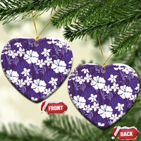 Purple Hawaiian Hibiscus Monstera Ceramic Ornament Grunge Stylized LT01 Heart Purple - Polynesian Pride
