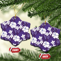 Purple Hawaiian Hibiscus Monstera Ceramic Ornament Grunge Stylized LT01 Snow Flake Purple - Polynesian Pride