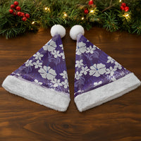 Purple Hawaiian Hibiscus Monstera Christmas Santa Hat Grunge Stylized LT01 - Polynesian Pride