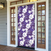 Purple Hawaiian Hibiscus Monstera Door Cover Grunge Stylized LT01 - Polynesian Pride