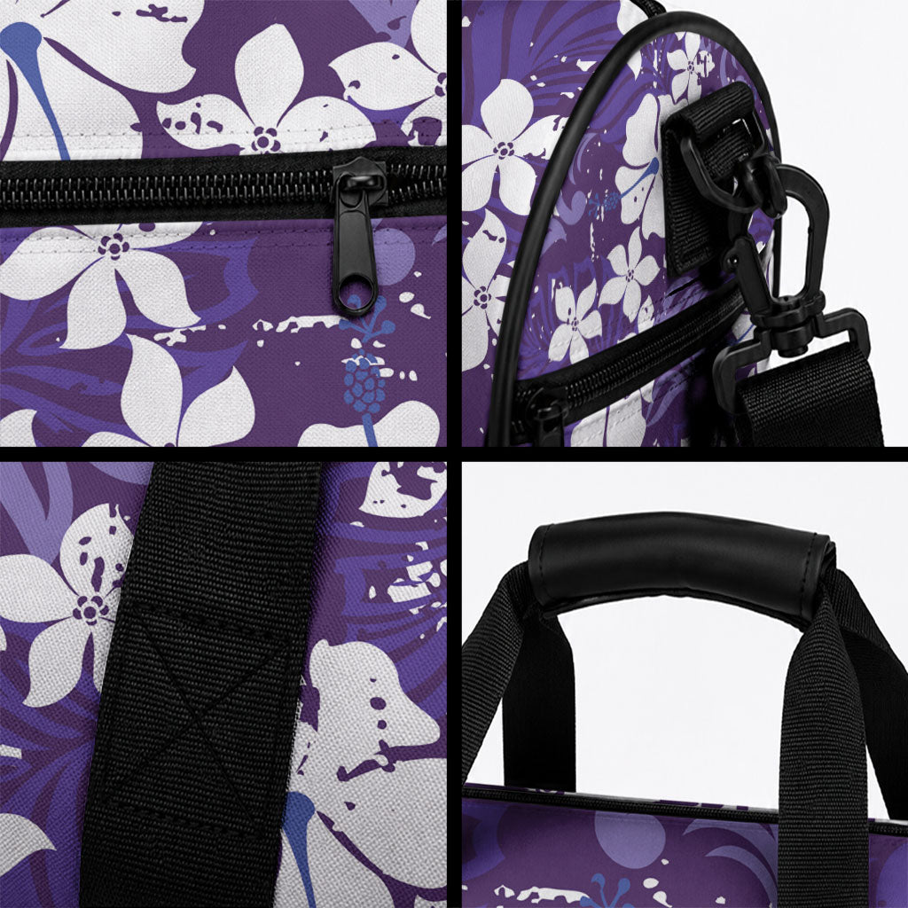 Purple Hawaiian Hibiscus Monstera Duffle Bag Grunge Stylized LT01 - Polynesian Pride