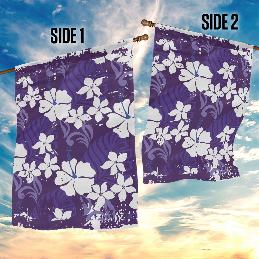 Purple Hawaiian Hibiscus Monstera Garden Flag Grunge Stylized LT01 - Polynesian Pride