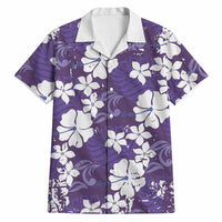 Purple Hawaiian Hibiscus Monstera Hawaiian Shirt Grunge Stylized LT01 Purple - Polynesian Pride