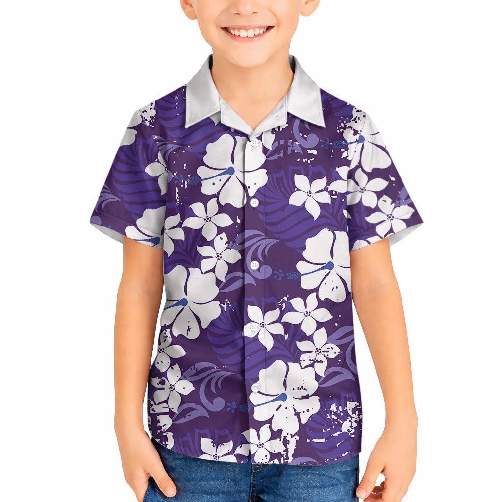 Purple Hawaiian Hibiscus Monstera Hawaiian Shirt Grunge Stylized LT01 - Polynesian Pride