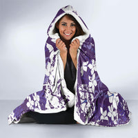 Purple Hawaiian Hibiscus Monstera Hooded Blanket Grunge Stylized LT01 - Polynesian Pride