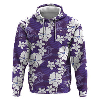 Purple Hawaiian Hibiscus Monstera Hoodie Grunge Stylized LT01 Pullover Hoodie Purple - Polynesian Pride