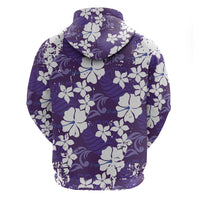 Purple Hawaiian Hibiscus Monstera Hoodie Grunge Stylized LT01 - Polynesian Pride