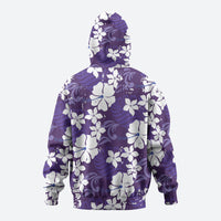 Purple Hawaiian Hibiscus Monstera Hoodie Grunge Stylized LT01 - Polynesian Pride