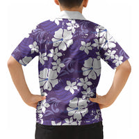 Purple Hawaiian Hibiscus Monstera Kid Hawaiian Shirt Grunge Stylized LT01 - Polynesian Pride