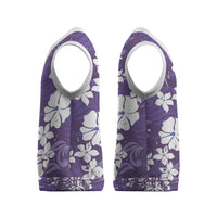 Purple Hawaiian Hibiscus Monstera Christmas Knitted V-Neck Vest Grunge Stylized LT01 - Polynesian Pride