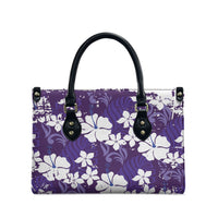 Purple Hawaiian Hibiscus Monstera Leather Bag Grunge Stylized LT01 - Polynesian Pride