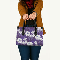 Purple Hawaiian Hibiscus Monstera Leather Bag Grunge Stylized LT01 - Polynesian Pride