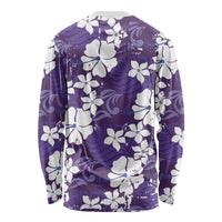 Purple Hawaiian Hibiscus Monstera Long Sleeve Shirt Grunge Stylized LT01 - Polynesian Pride
