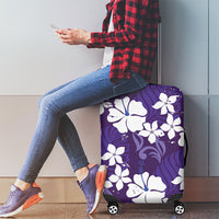 Purple Hawaiian Hibiscus Monstera Luggage Cover Grunge Stylized LT01 - Polynesian Pride