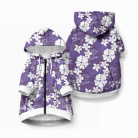 Purple Hawaiian Hibiscus Monstera Pet Hoodie Grunge Stylized LT01 Zip-up Purple - Polynesian Pride