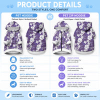 Purple Hawaiian Hibiscus Monstera Pet Hoodie Grunge Stylized LT01 - Polynesian Pride