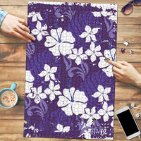 Purple Hawaiian Hibiscus Monstera Puzzle Grunge Stylized LT01 Purple - Polynesian Pride