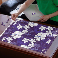 Purple Hawaiian Hibiscus Monstera Puzzle Grunge Stylized LT01 - Polynesian Pride
