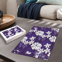 Purple Hawaiian Hibiscus Monstera Puzzle Grunge Stylized LT01 - Polynesian Pride