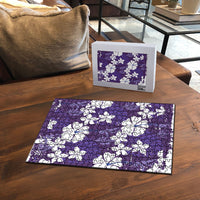 Purple Hawaiian Hibiscus Monstera Puzzle Grunge Stylized LT01 - Polynesian Pride