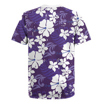Purple Hawaiian Hibiscus Monstera Rugby Jersey Grunge Stylized LT01 - Polynesian Pride