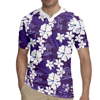 Purple Hawaiian Hibiscus Monstera Rugby Jersey Grunge Stylized LT01 - Polynesian Pride