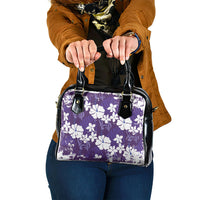 Purple Hawaiian Hibiscus Monstera Shoulder Handbag Grunge Stylized LT01 One Size Purple - Polynesian Pride