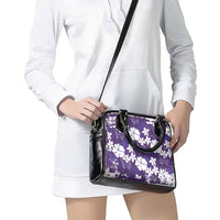 Purple Hawaiian Hibiscus Monstera Shoulder Handbag Grunge Stylized LT01 - Polynesian Pride