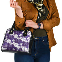 Purple Hawaiian Hibiscus Monstera Shoulder Handbag Grunge Stylized LT01 - Polynesian Pride