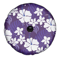 Purple Hawaiian Hibiscus Monstera Spare Tire Cover Grunge Stylized LT01 - Polynesian Pride