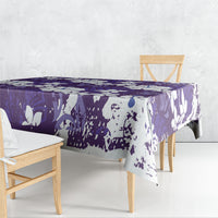 Purple Hawaiian Hibiscus Monstera Tablecloth Grunge Stylized