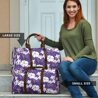 Purple Hawaiian Hibiscus Monstera Travel Bag Grunge Stylized LT01 - Polynesian Pride