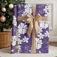 Purple Hawaiian Hibiscus Monstera Wrapping Paper Grunge Stylized LT01 - Polynesian Pride