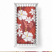 Red Hawaiian Hibiscus Monstera Baby Bed Cover Grunge Stylized LT01 28 × 52 in Red - Polynesian Pride
