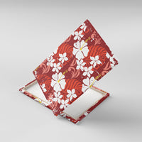 Red Hawaiian Hibiscus Monstera Canvas Wall Art Grunge Stylized LT01 With Frame Red - Polynesian Pride