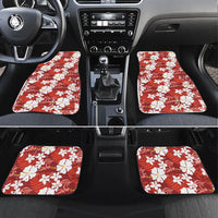 Red Hawaiian Hibiscus Monstera Car Mats Grunge Stylized LT01 Set 4pcs Red - Polynesian Pride