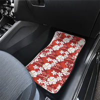 Red Hawaiian Hibiscus Monstera Car Mats Grunge Stylized LT01 - Polynesian Pride